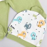 Salopeta baiat verde cu animalute - 3 piese