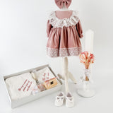 Trusou botez complet cu rochita eleganta si lumanare personalizata manual - Dienuta