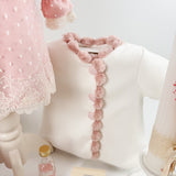 Trusou botez complet cu rochita eleganta si lumanare personalizata manual - Floricica