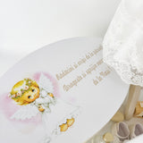 Trusou botez complet cu rochita eleganta si lumanare personalizata manual - Elenuta