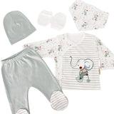 Set Hainute 5 Piese Bebelusi - Bluzita Alba, Pantalonasi si Accesorii