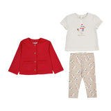 Compleu Mayoral din Bumbac pentru Copii - Tricou, Colanti si Jacheta Rosie