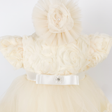 Trusou botez complet cu rochita eleganta si lumanare personalizata hand made - Gineva