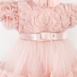 Trusou botez complet cu rochita eleganta si lumanare personalizata hand made - Genevive