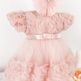 Trusou botez complet cu rochita eleganta si lumanare personalizata hand made - Genevive