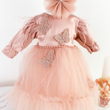 Trusou botez complet cu rochita eleganta si lumanare personalizata hand made - Olimpia