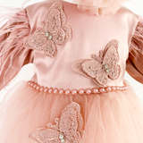 Trusou botez complet cu rochita eleganta si lumanare personalizata hand made - Olimpia