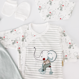 Set Hainute 5 Piese Bebelusi - Bluzita Alba, Pantalonasi si Accesorii