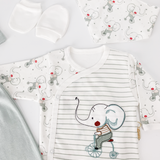 Set Hainute 5 Piese Bebelusi - Bluzita Alba, Pantalonasi si Accesorii