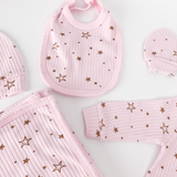 Set Hainute 5 Piese Bebelusi - Salopeta Roz, Paturica si Accesorii