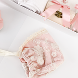 Trusou botez complet cu rochita eleganta si lumanare personalizata hand made - Nadia