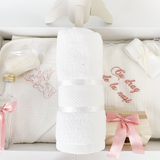 Trusou botez complet cu rochita eleganta si lumanare personalizata hand made - Anelys