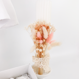 Trusou botez complet cu rochita eleganta si lumanare personalizata hand made - Anelys