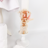 Trusou botez complet cu rochita eleganta si lumanare personalizata hand made - Dalia