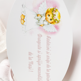 Trusou personalizat botez cu cufar, muselina si lumanare hand made - Vivienne