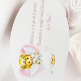 Trusou personalizat botez cu cufar, muselina si lumanare ceara naturala - Vivienne