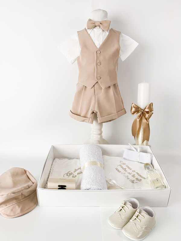 Trusou botez complet cu hainute si lumanare personalizata hand made - Nicolas