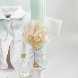 Trusou botez complet cu rochita eleganta si lumanare personalizata manual - Ionita