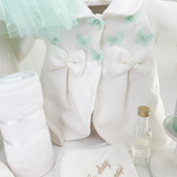 Trusou botez complet cu rochita eleganta si lumanare personalizata manual - Ionita