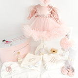 Trusou botez complet cu rochita eleganta si lumanare personalizata manual - Adelaide