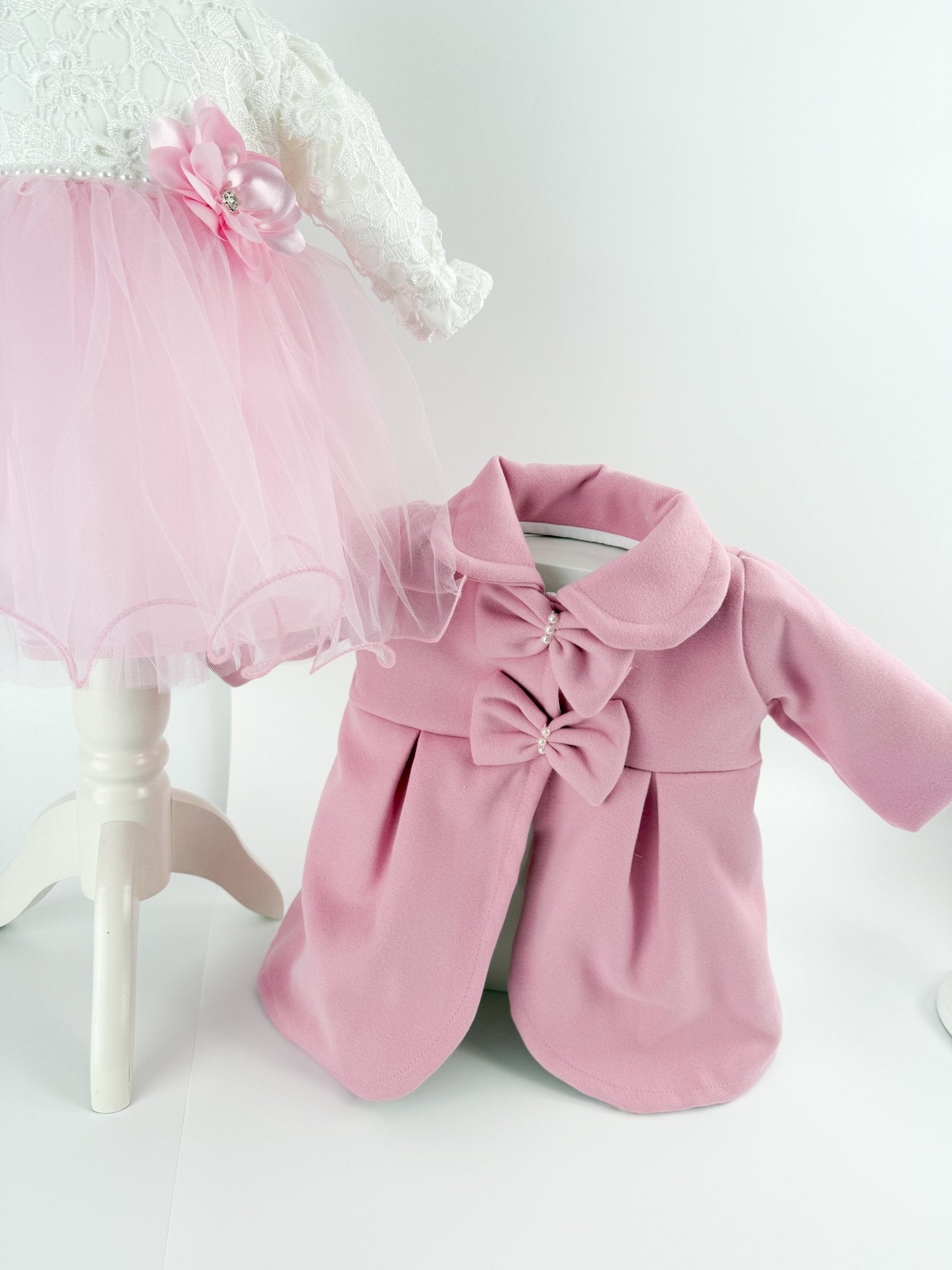 Rochie bebelusi botez cu palton si turban