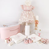 Trusou botez complet cu rochita eleganta si lumanare personalizata hand made - Danina