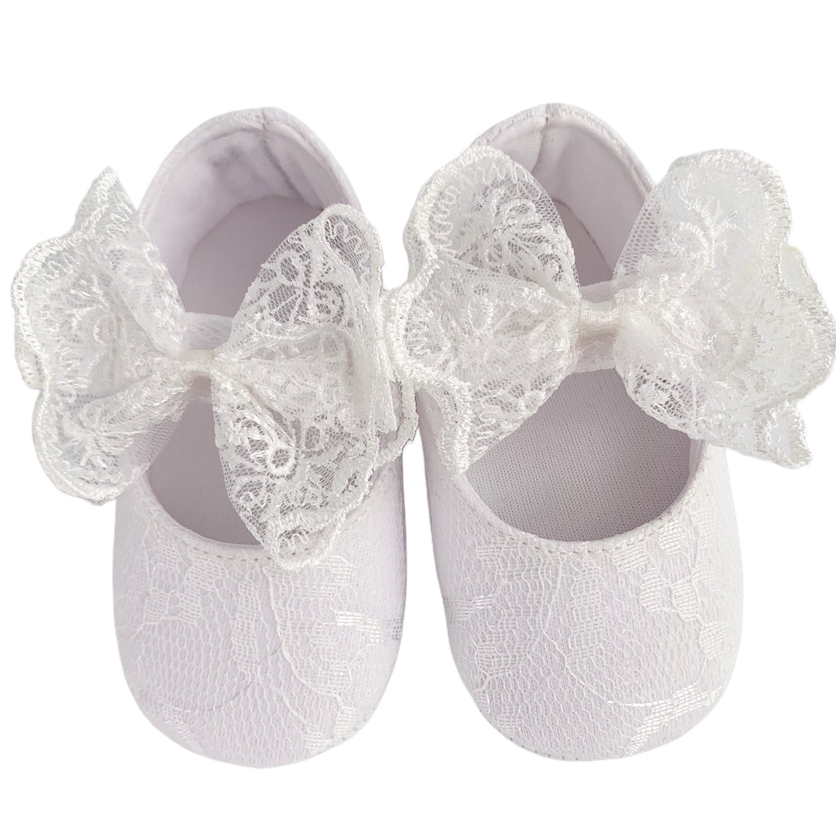 Balerini albi cu dantela - Botez bebelusi