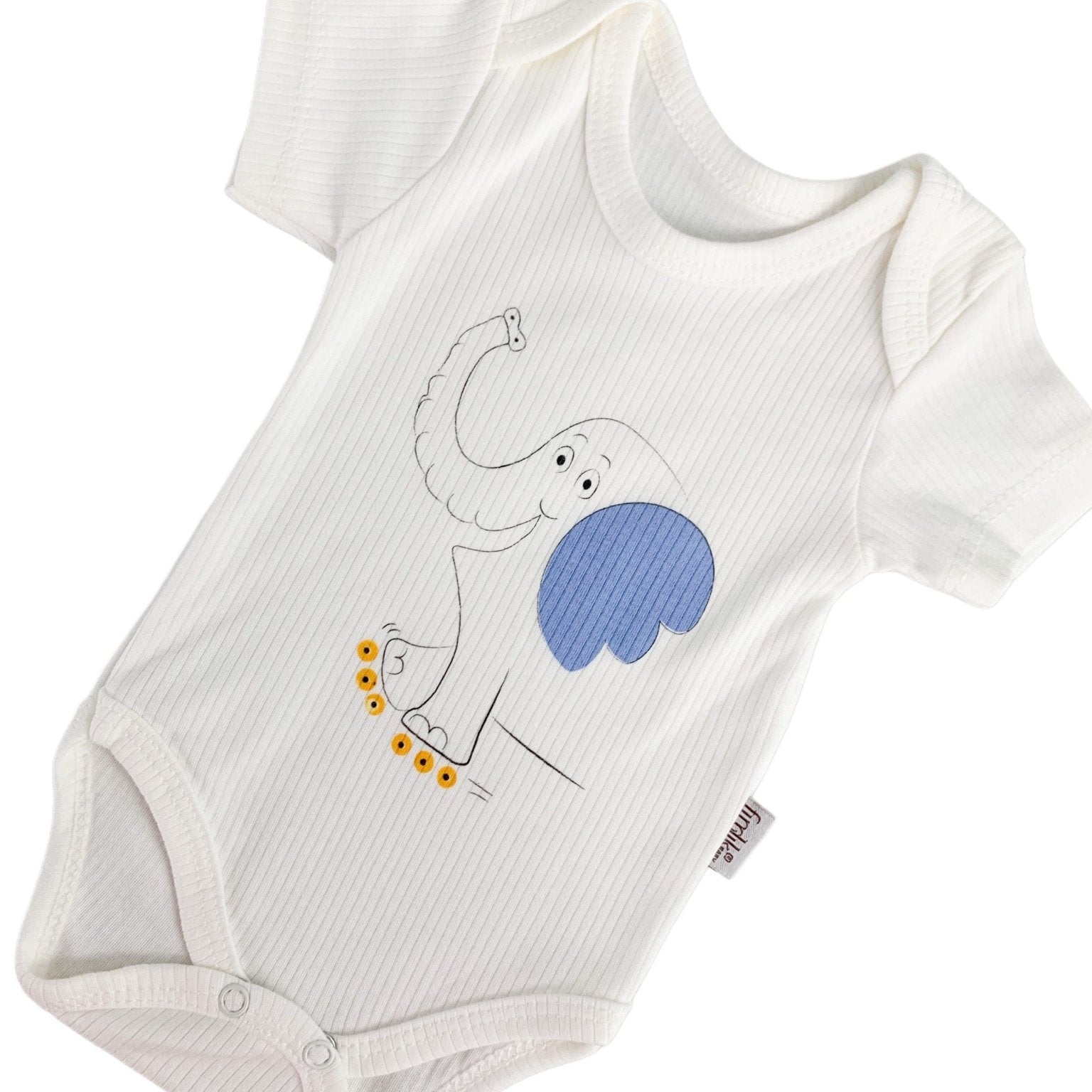 Body bebelus - alb cu elefantel - Botez bebelusi