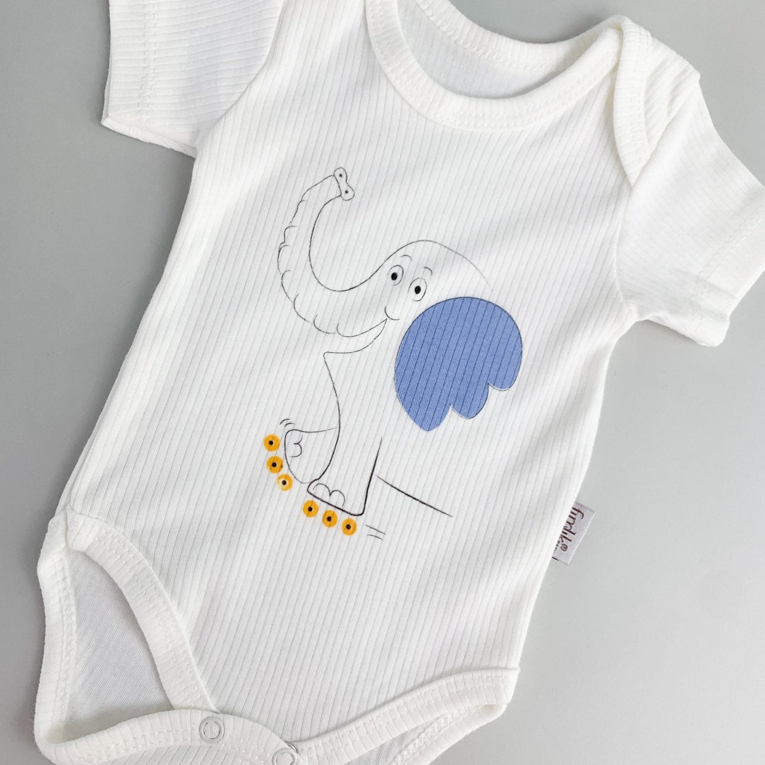 Body bebelus - alb cu elefantel - Botez bebelusi