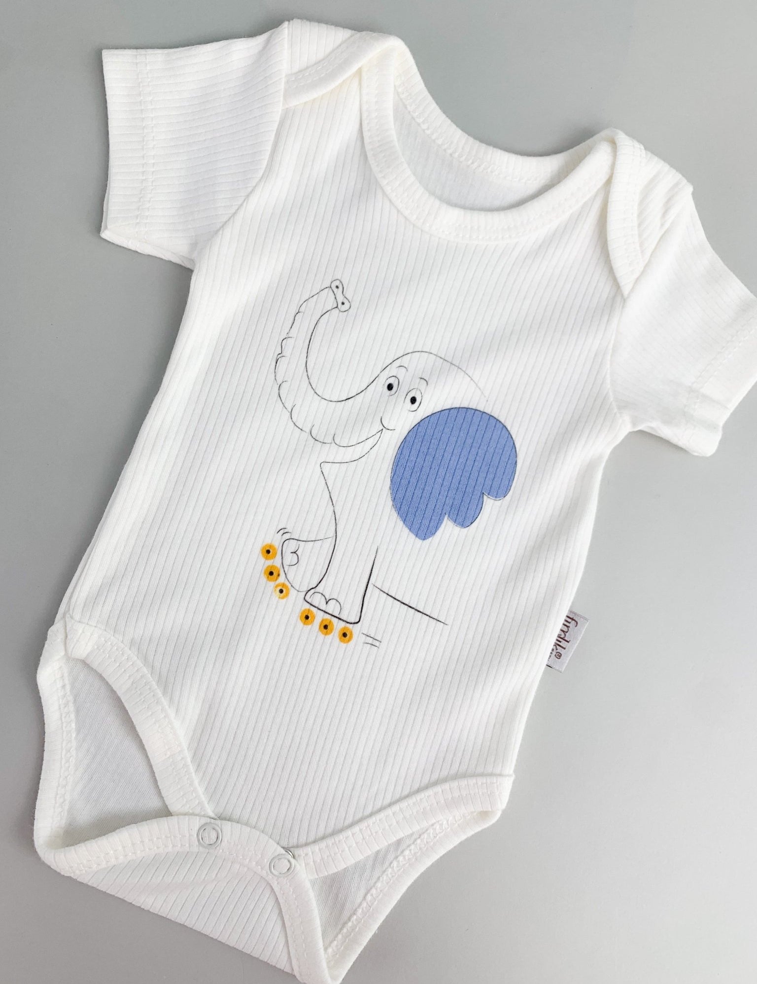 Body bebelus - alb cu elefantel - Botez bebelusi