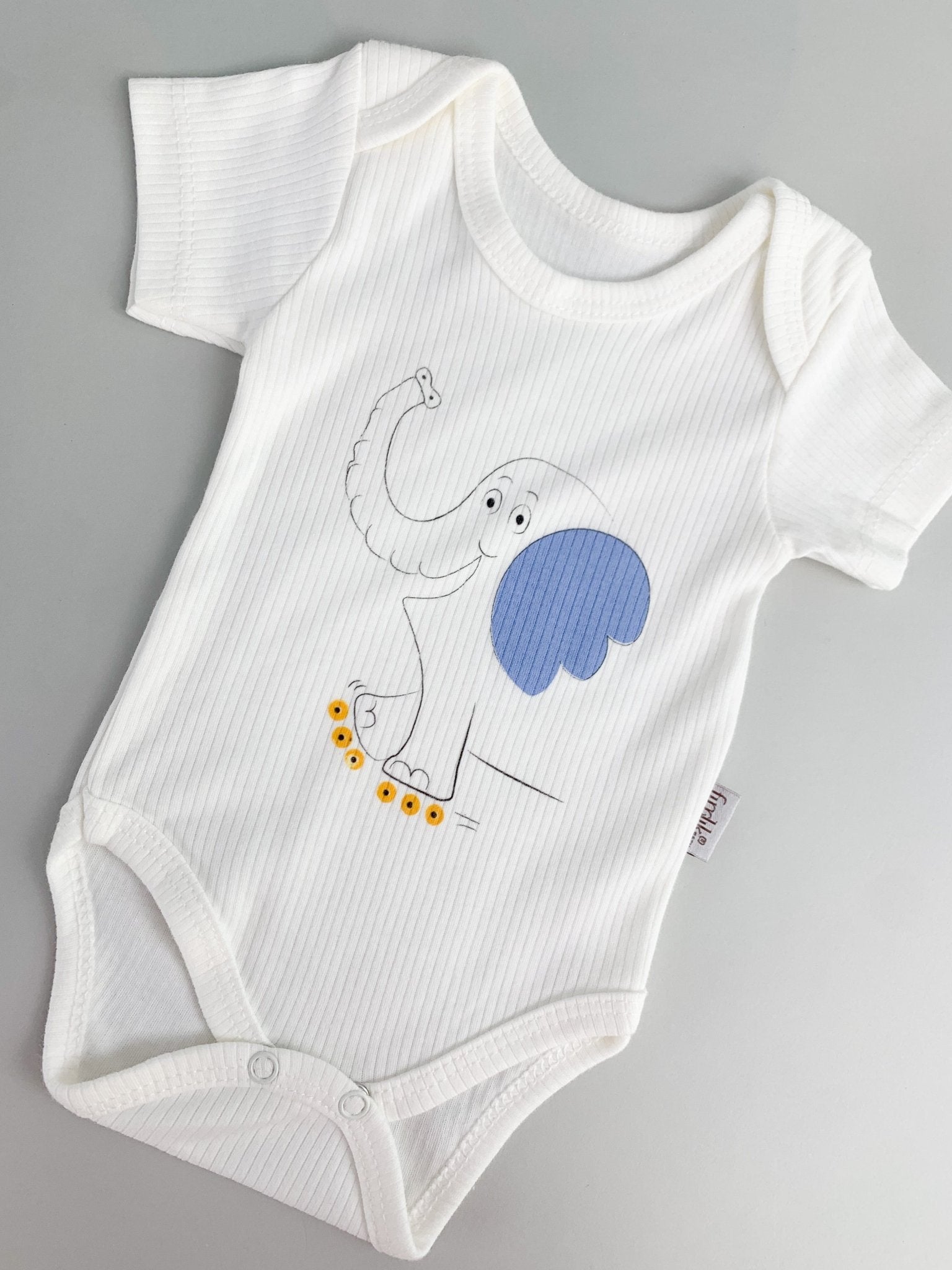 Body bebelus - alb cu elefantel - Botez bebelusi