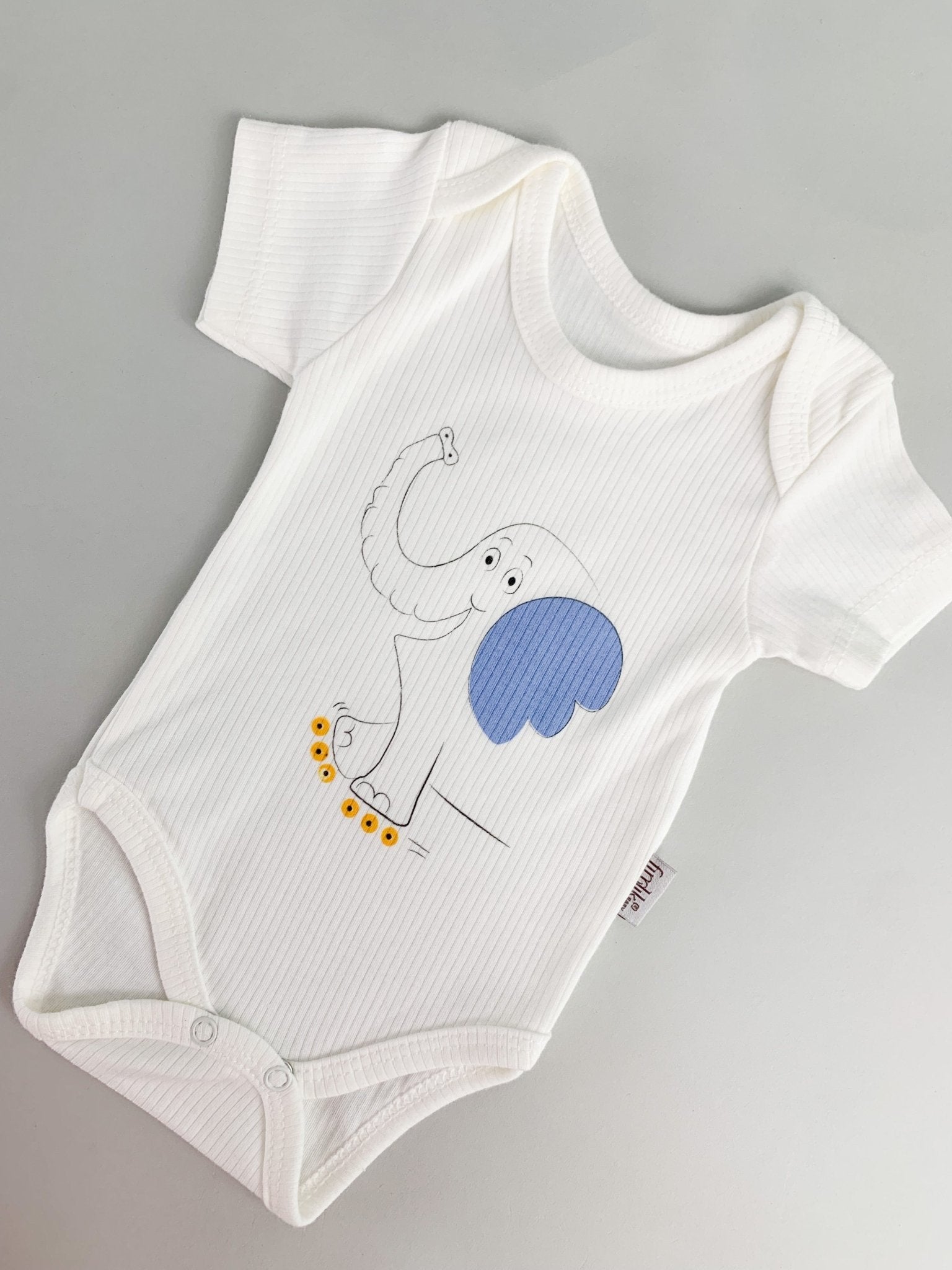 Body bebelus - alb cu elefantel - Botez bebelusi