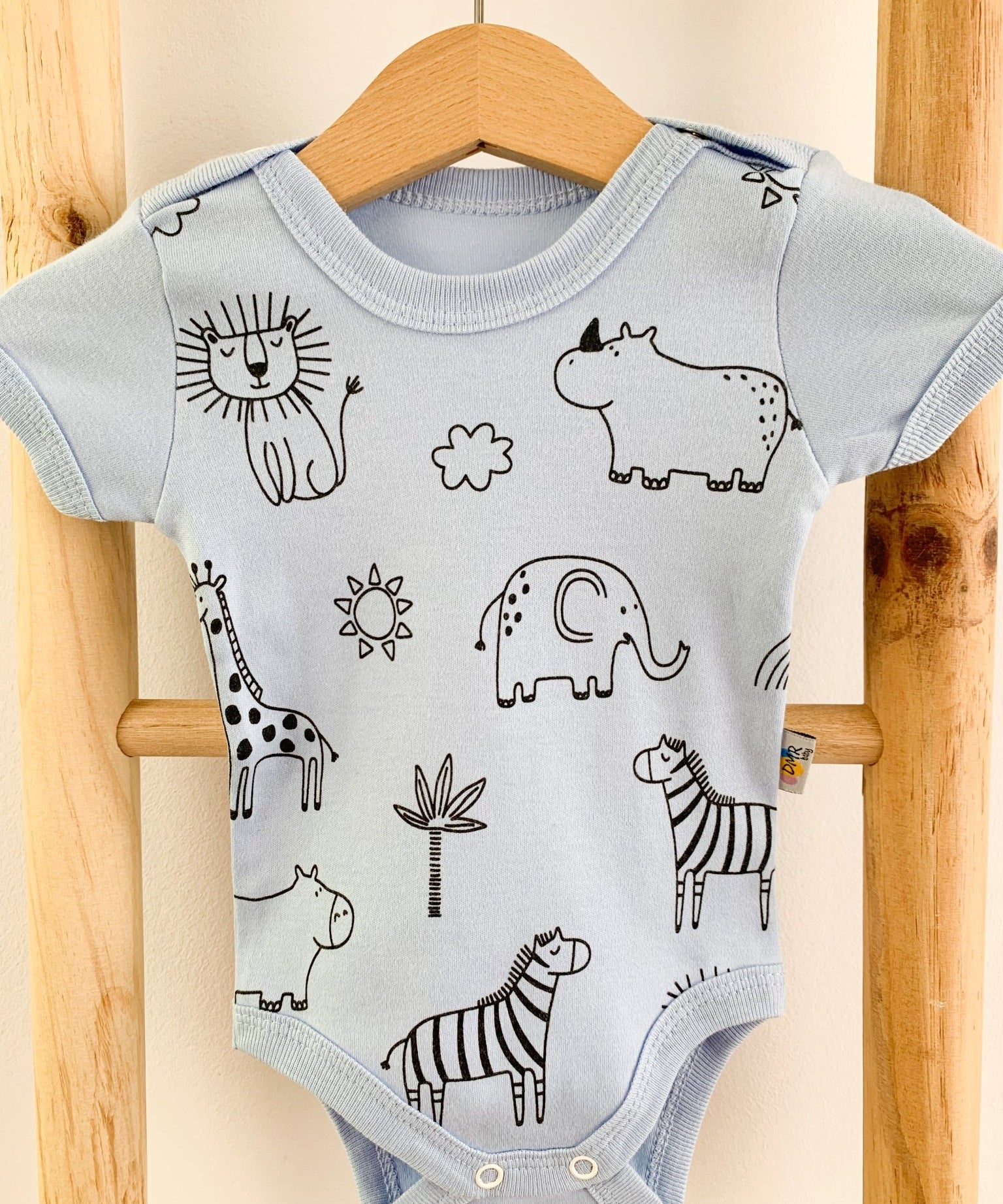 Body bebelus - bleu cu animalute - Botez bebelusi