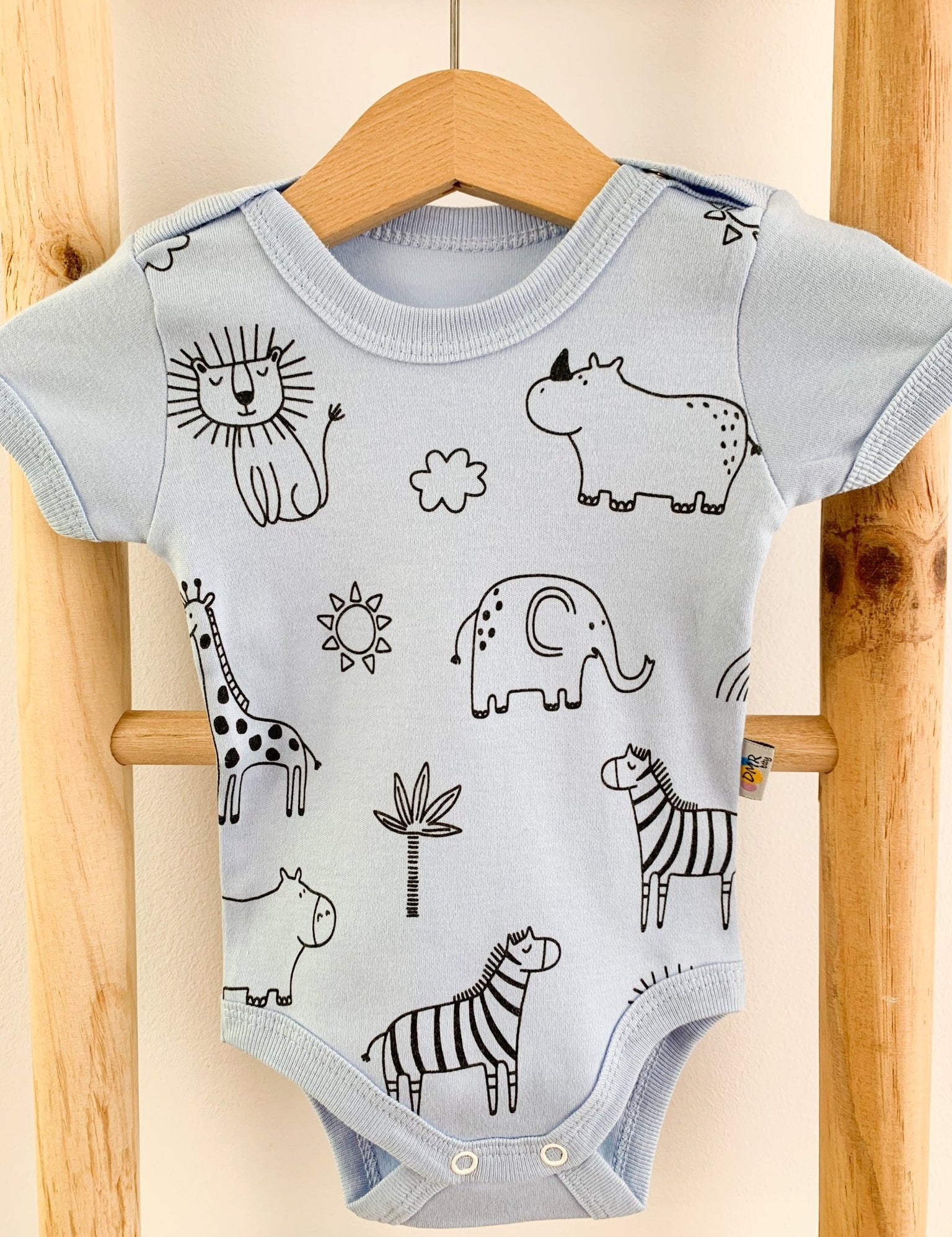 Body bebelus - bleu cu animalute - Botez bebelusi