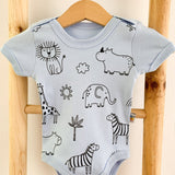 Body bebelus - bleu cu animalute - Botez bebelusi