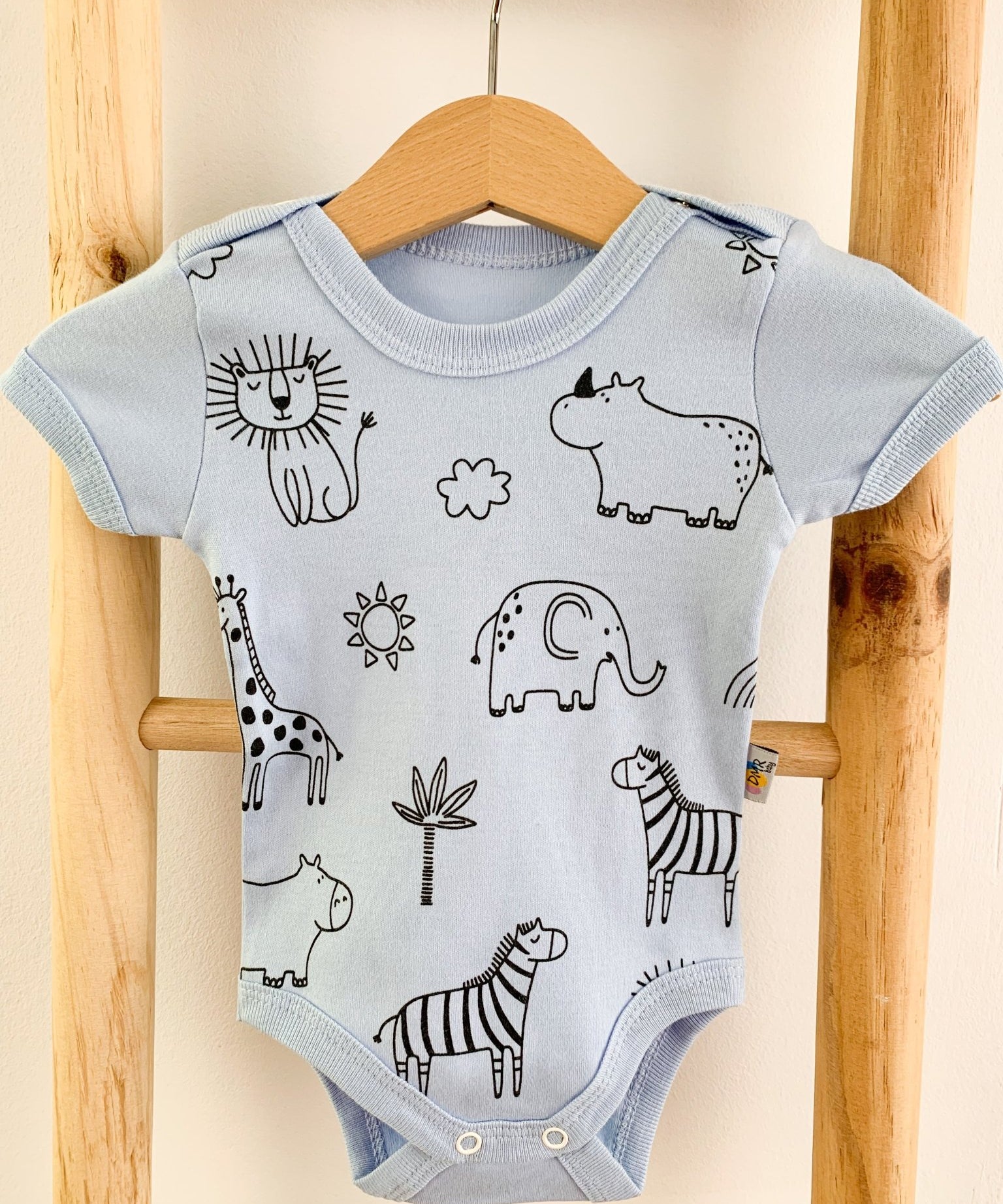 Body bebelus - bleu cu animalute - Botez bebelusi