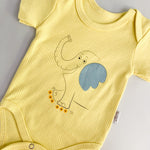 Body bebelus - galben cu elefantel - Botez bebelusi