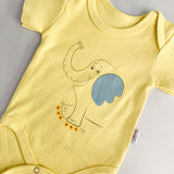 Body bebelus - galben cu elefantel - Botez bebelusi
