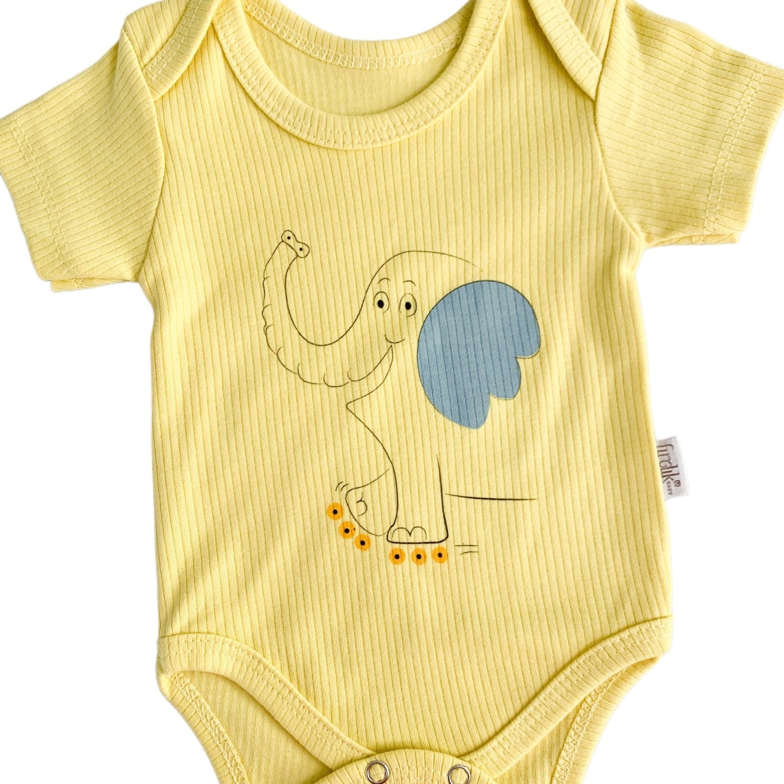 Body bebelus - galben cu elefantel - Botez bebelusi