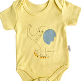 Body bebelus - galben cu elefantel - Botez bebelusi