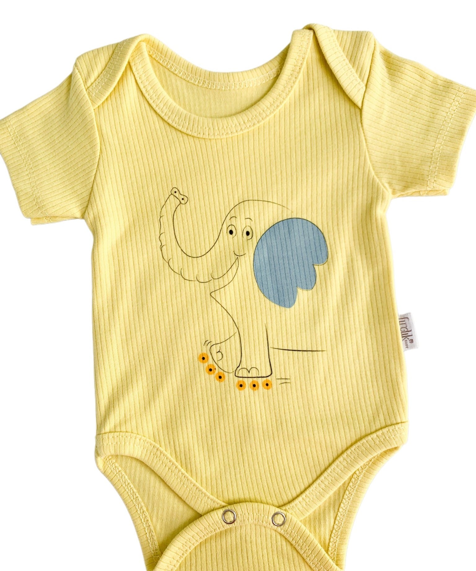 Body bebelus - galben cu elefantel - Botez bebelusi