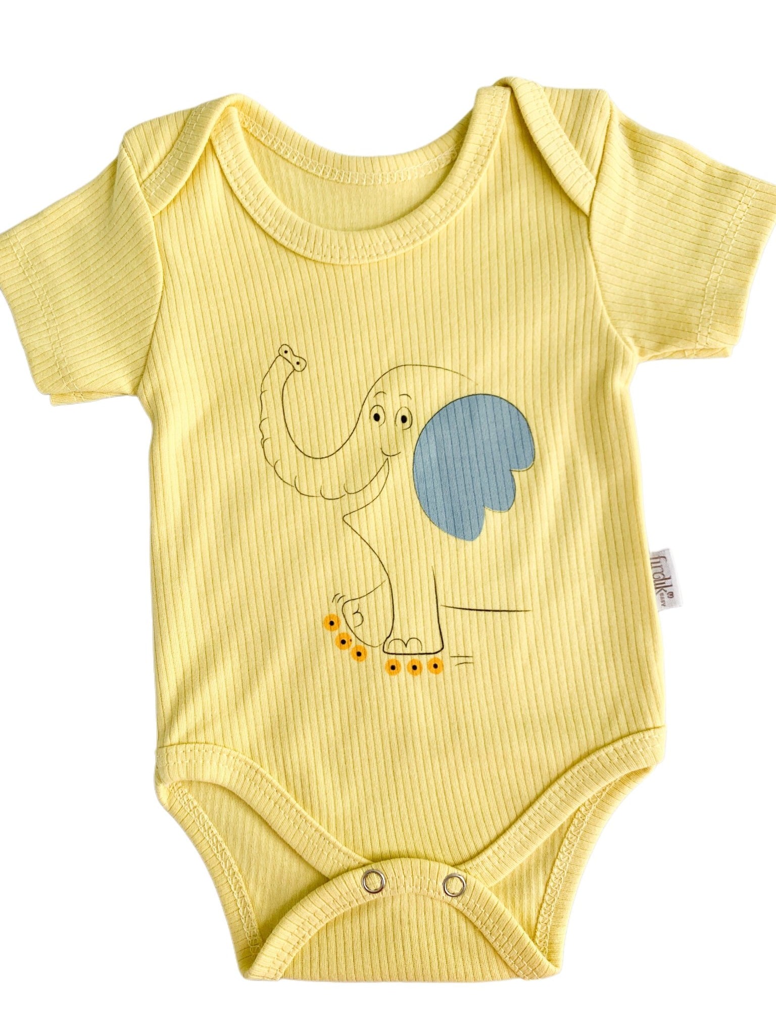 Body bebelus - galben cu elefantel - Botez bebelusi