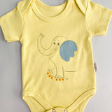 Body bebelus - galben cu elefantel - Botez bebelusi