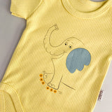 Body bebelus - galben cu elefantel - Botez bebelusi