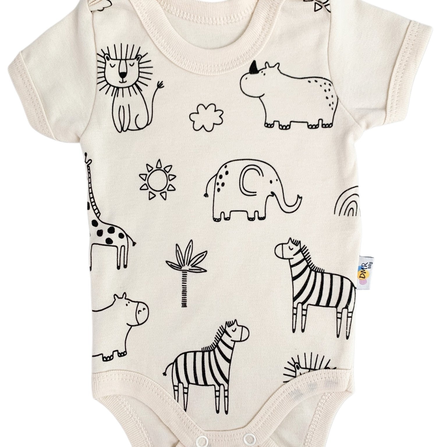 Body bebelus - ivoire cu animalute - Botez bebelusi