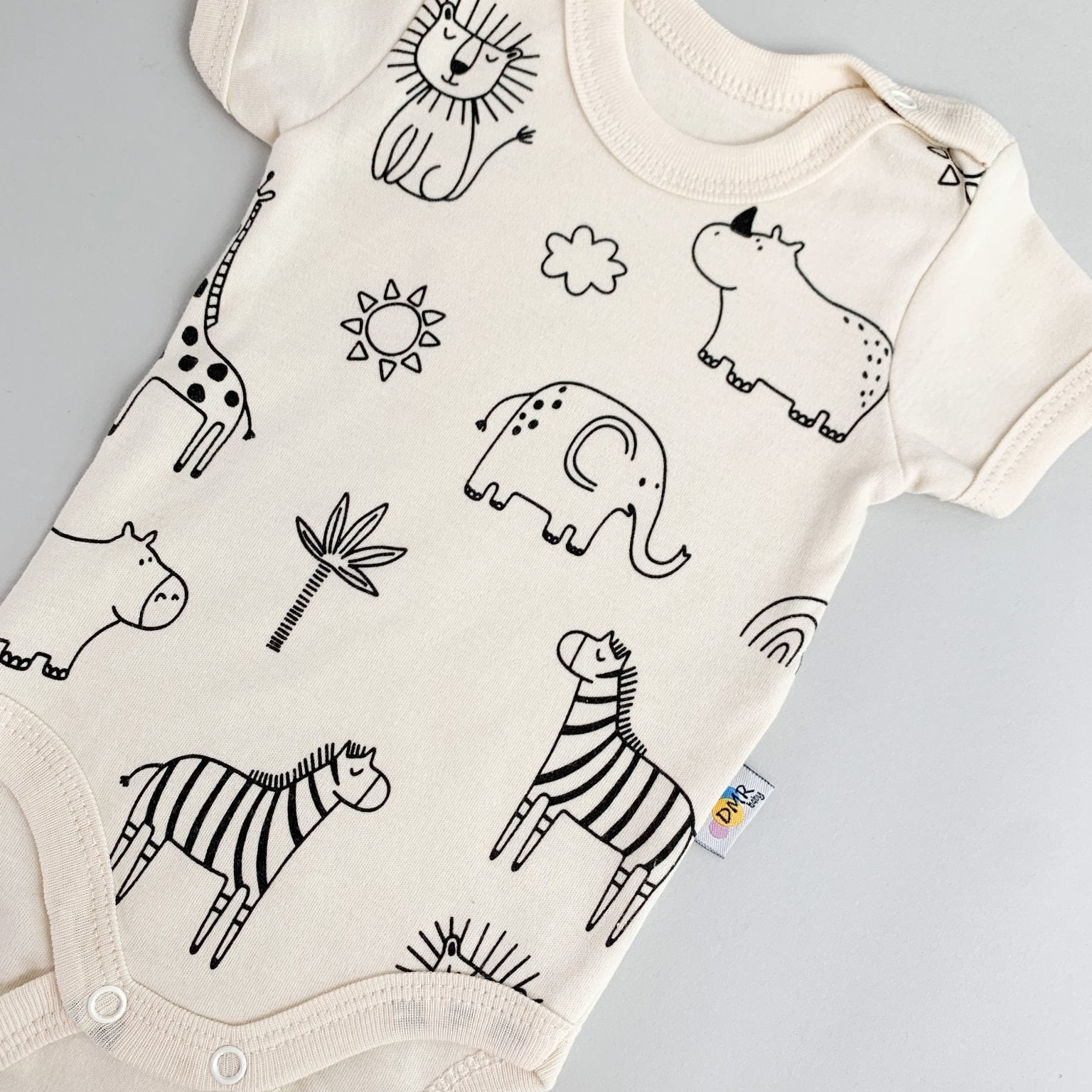 Body bebelus - ivoire cu animalute - Botez bebelusi