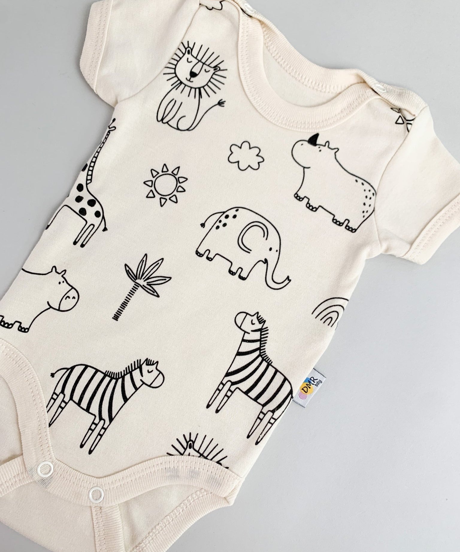 Body bebelus - ivoire cu animalute - Botez bebelusi