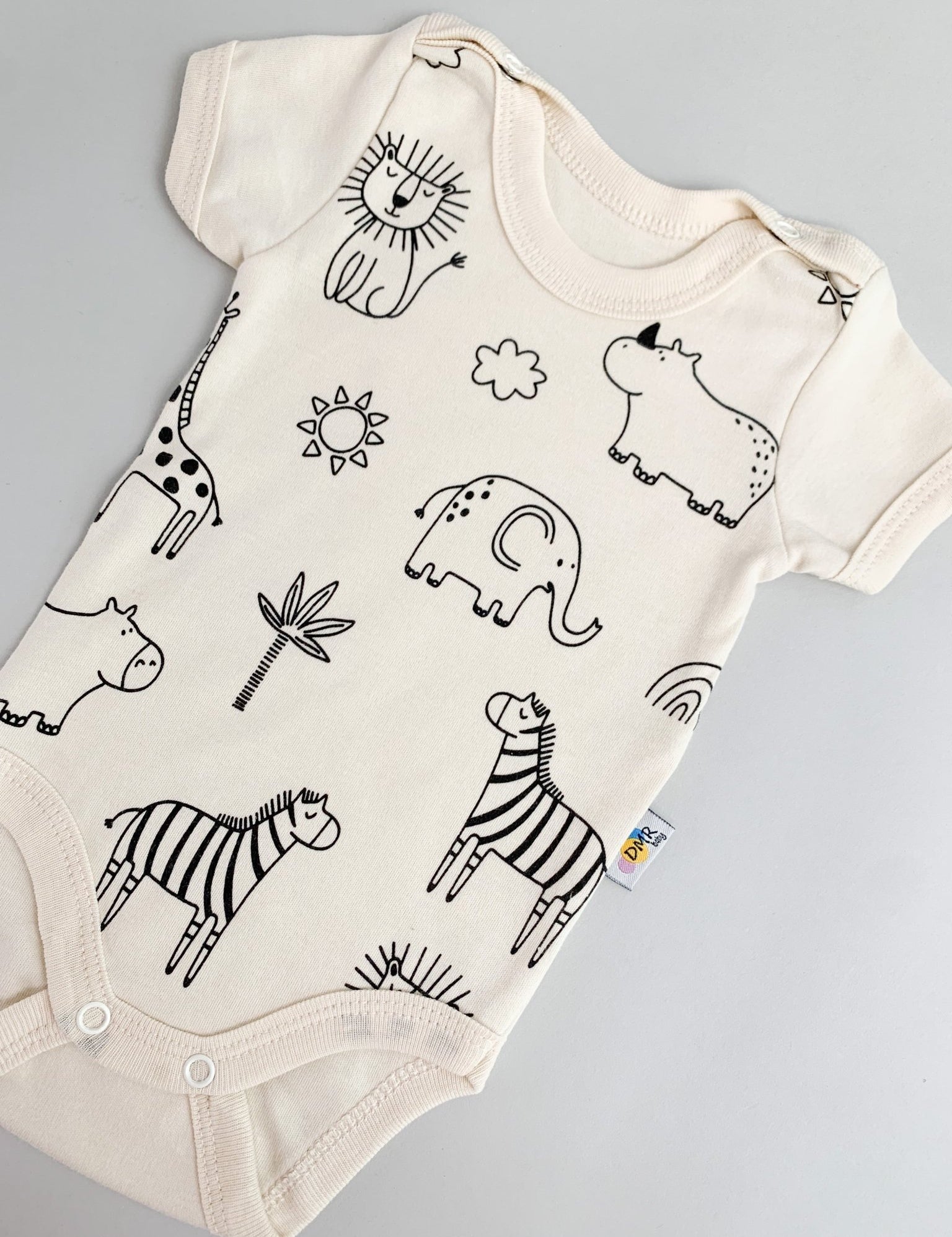 Body bebelus - ivoire cu animalute - Botez bebelusi
