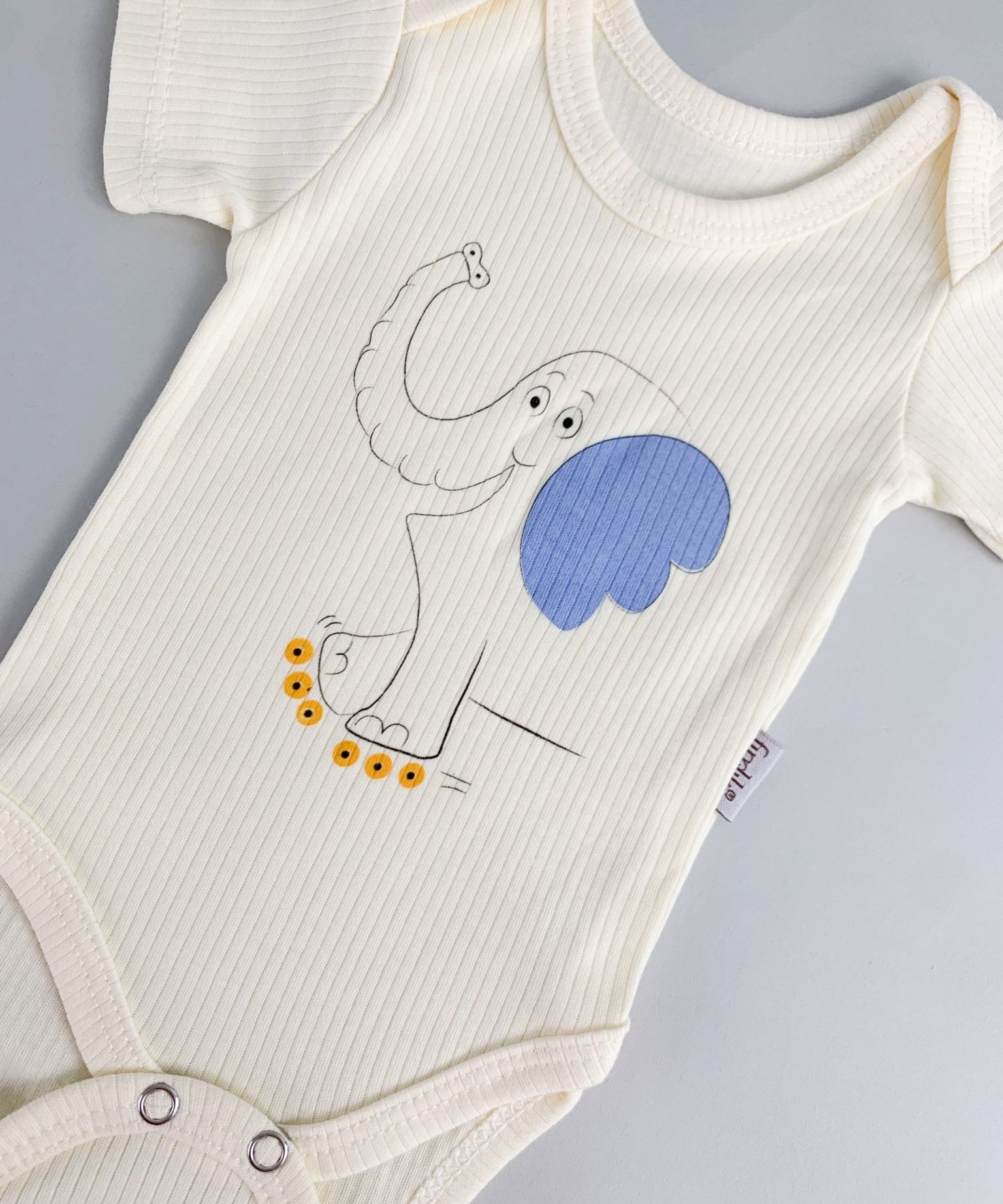Body bebelus - ivoire cu elefantel - Botez bebelusi
