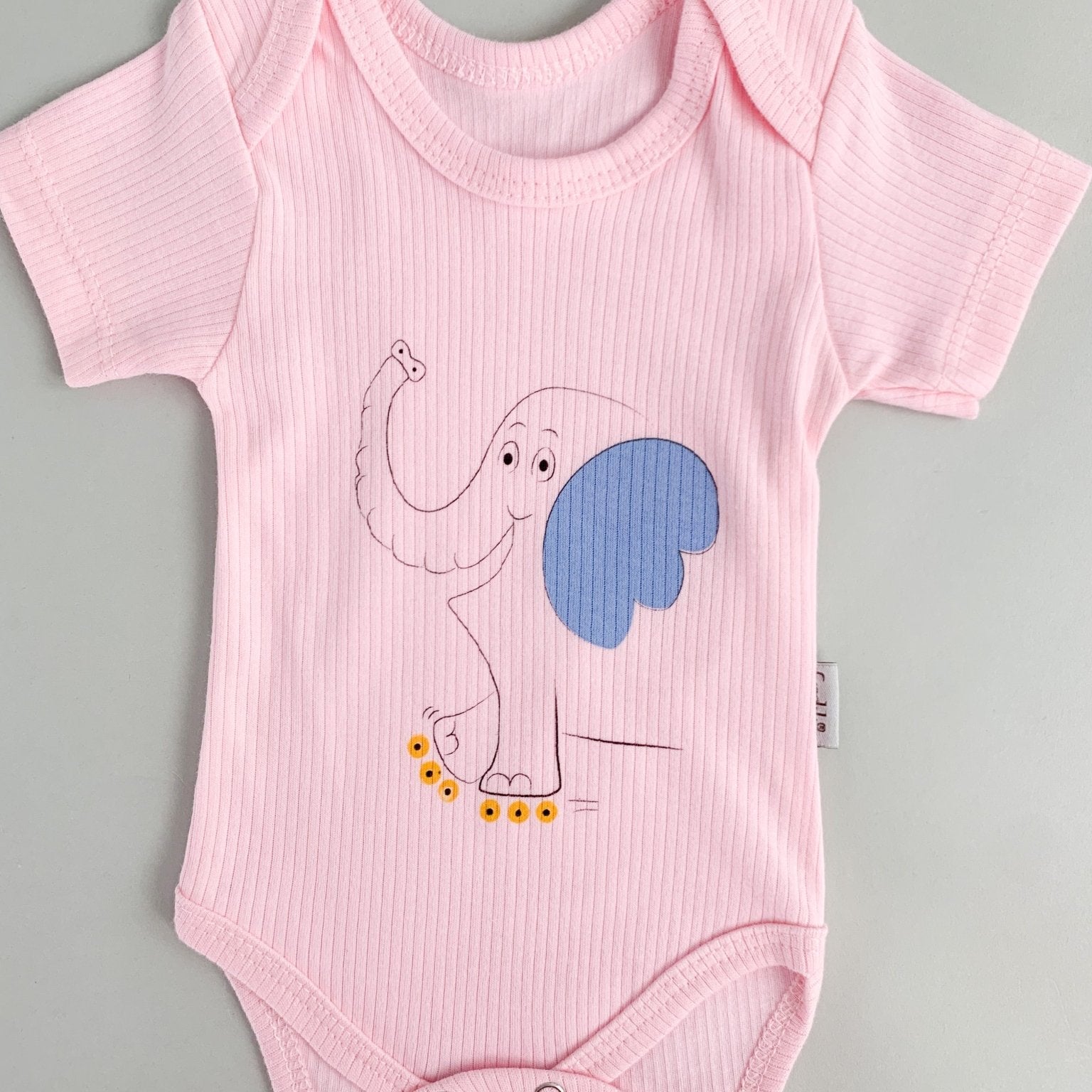 Body bebelus - roz cu elefantel - Botez bebelusi